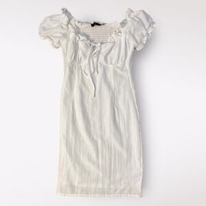 Anna Grace White Puff Sleeve Mini Dress Size‎ S